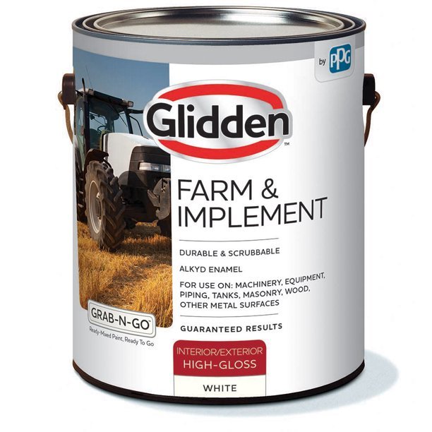 Glidden® Farm &amp; Implement Grab-N-Go® Alkyd-Emaille für Innen- und Außenbereiche (weiß, 1 Gallone)