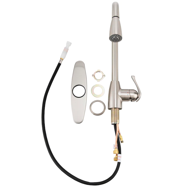 Project Source Tucker Stainless Steel Single Handle Pull-down Kitchen Faucet with Sprayer Function (Deck Plate Included)