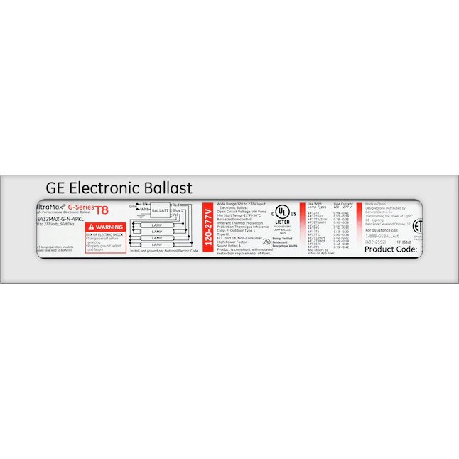 GE T8 4-Bulb Commercial Fluorescent Light Ballast