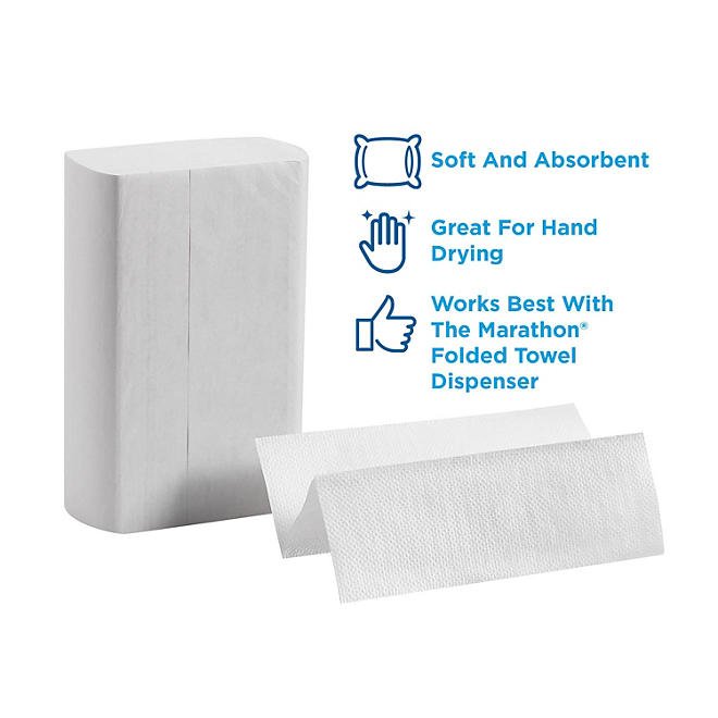 Toallas de papel Marathon Multifold de 1 capa, 9.2" x 9.4" (250 toallas/paq., 16 paq.)