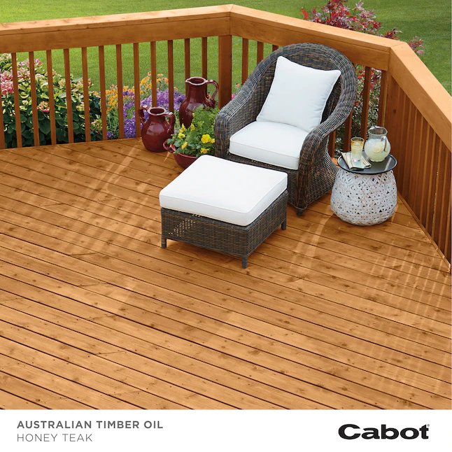Cabot Australian Timber Oil Australisches Holzöl, vorgetönter Honig-Teak-transparenter Holzbeize und Versiegelung für den Außenbereich (1 Gallone)