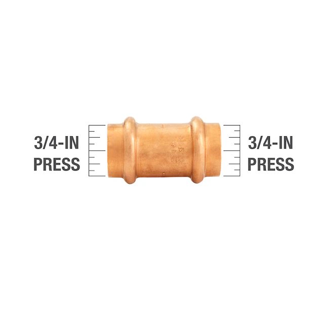 Prensa de cobre de 3/4 pulg. x 3/4 pulg. x acoplamiento de presión de prensa con tope