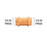 3/4 in. x 3/4 in. Copper Press x Press Pressure Coupling with Stop