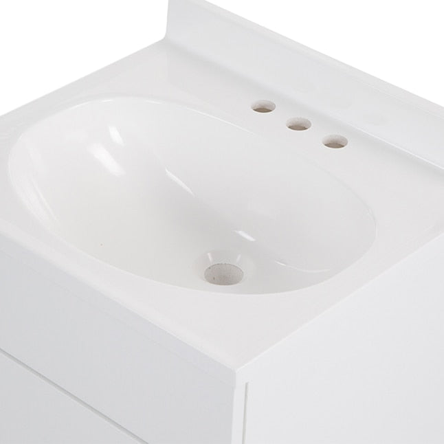 Project Source 18" weißer Einzelwaschbecken-Badezimmerwaschtisch mit kultivierter Marmorplatte