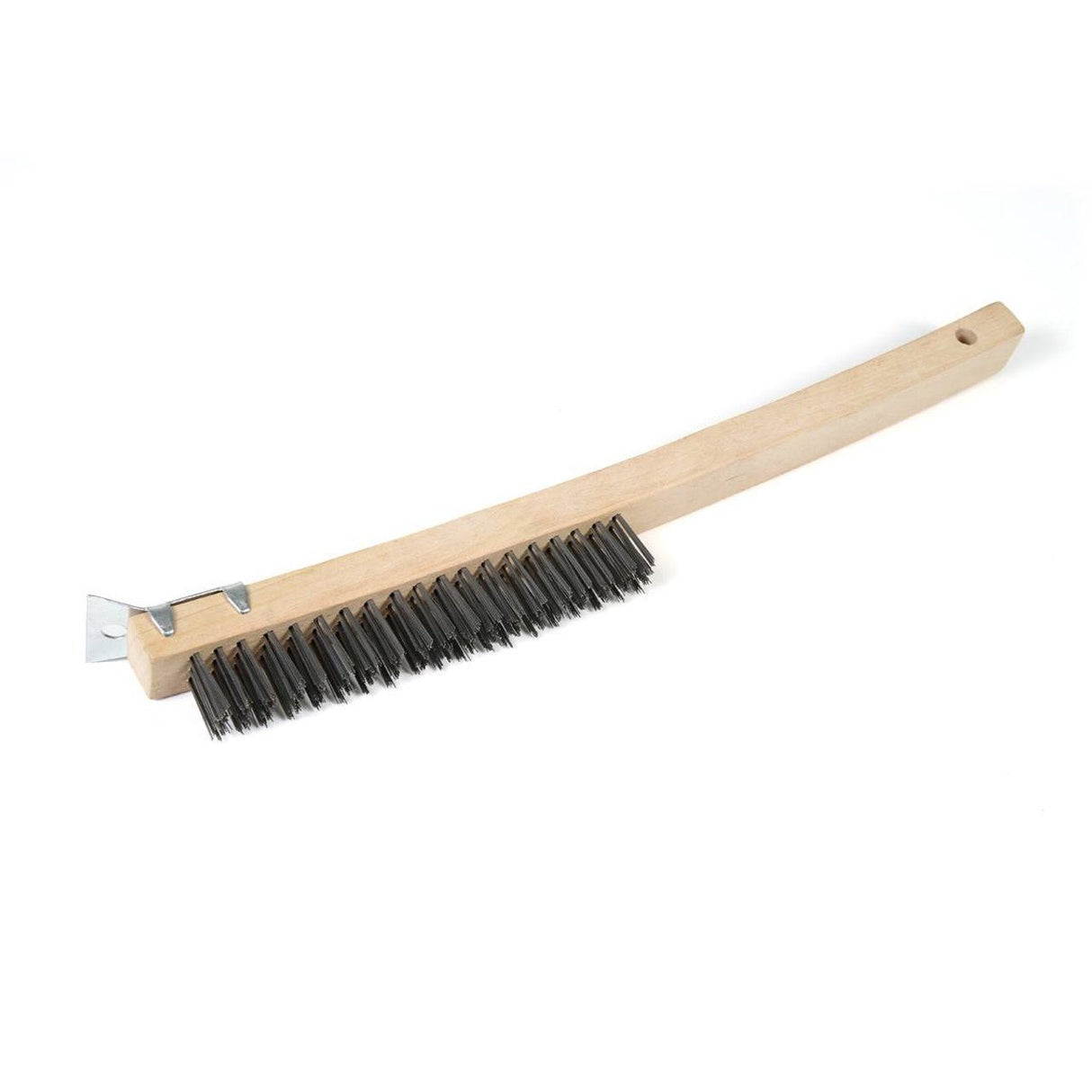 14" Wire Scratch Brush with Wood Handle and Scraper (Carbon Steel)