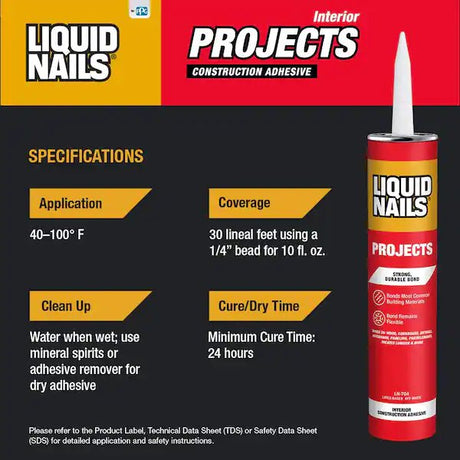 Liquid Nails Projects Latex-Konstruktionskleber – gebrochenes Weiß, 10 oz