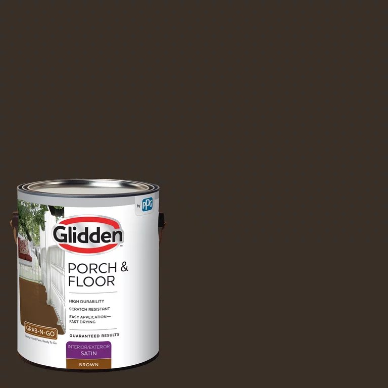 Glidden 3031F Porch & Floor Interior/Exterior Satin Paint (Brown, 1-Gallon)