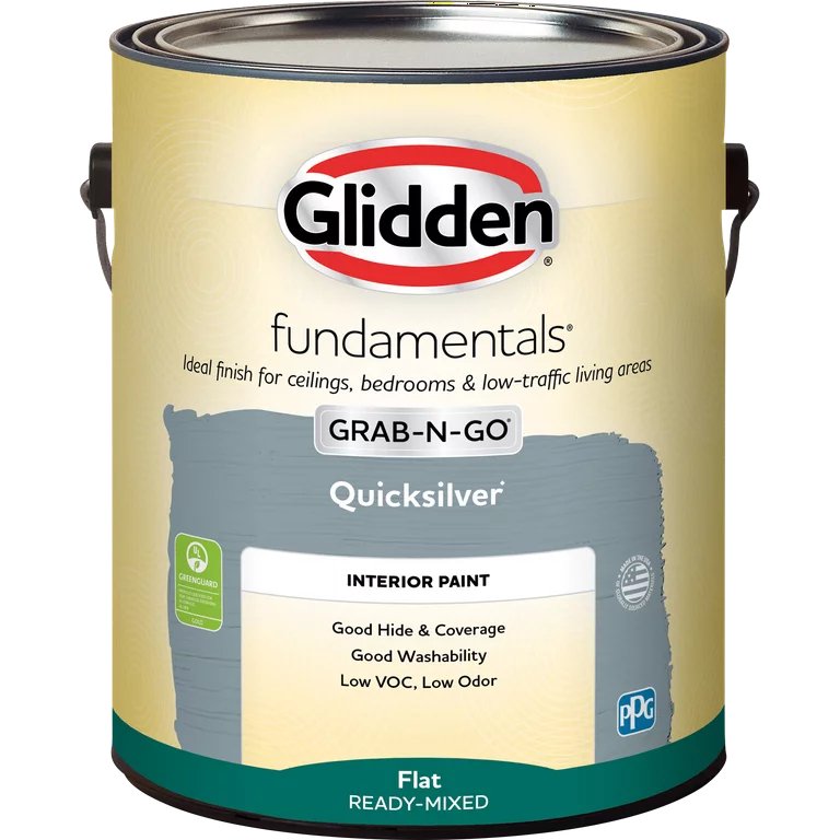 Glidden Fundamentals Grab-N-Go Interior Wall Paint, Quicksilver, (Flat, 1-Gallon)