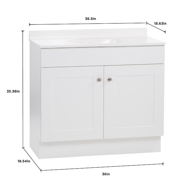 Project Source 36" White Single Sink Bathroom Vanity with Cultured Marble Top