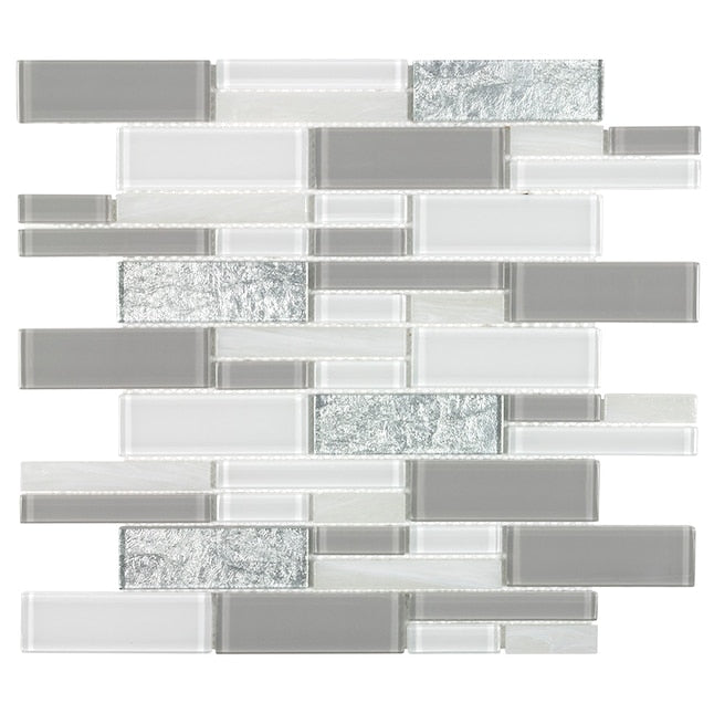 Elida Ceramica Silver Symphony 12-in x 12-in Glossy Glass Linear Wall Tile (Case of 12)