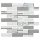 Elida Ceramica Silver Symphony Azulejo de pared lineal de vidrio brillante de 12 pulgadas x 12 pulgadas (caja de 12)