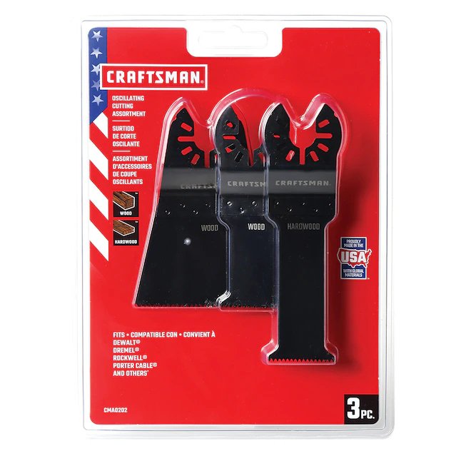 CRAFTSMAN - Juego de 3 cuchillas oscilantes de acero de alto carbono