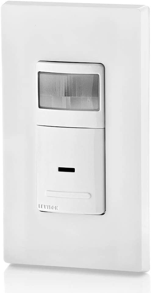 Leviton IPS06-1LW Interruptor de pared con sensor de movimiento Decora, encendido automático, 5 A, unipolar o de 3 vías, blanco