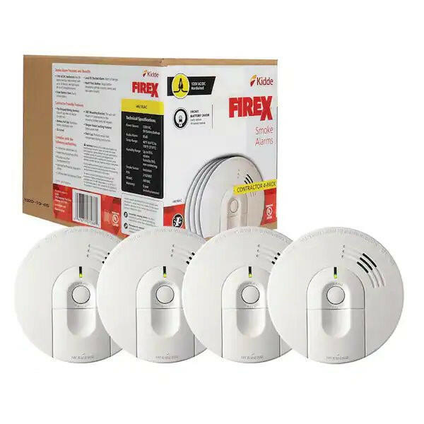 Kidde Firex Smoke Detector, Hardwired with 9V Battery Backup & Front-L ...
