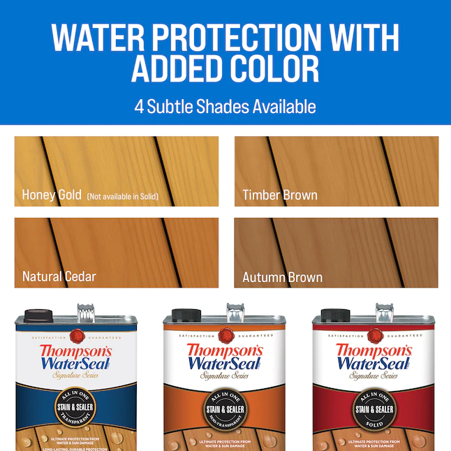 Thompson's WaterSeal Signature Series Vorgetönter, transparenter Holzbeize und Versiegeler aus natürlichem Zedernholz für den Außenbereich (1 Gallone)