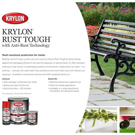 Krylon Rust Tough Rust Preventive Esmalte a base de aceite para interior/exterior (Beige frío de alto brillo, 1 galón) 