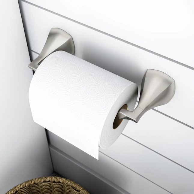 Delta 3-teiliges dekoratives Badezimmer-Hardware-Set Sandover Spotshield aus gebürstetem Nickel mit Handtuchstange, Toilettenpapierhalter und Handtuchring 