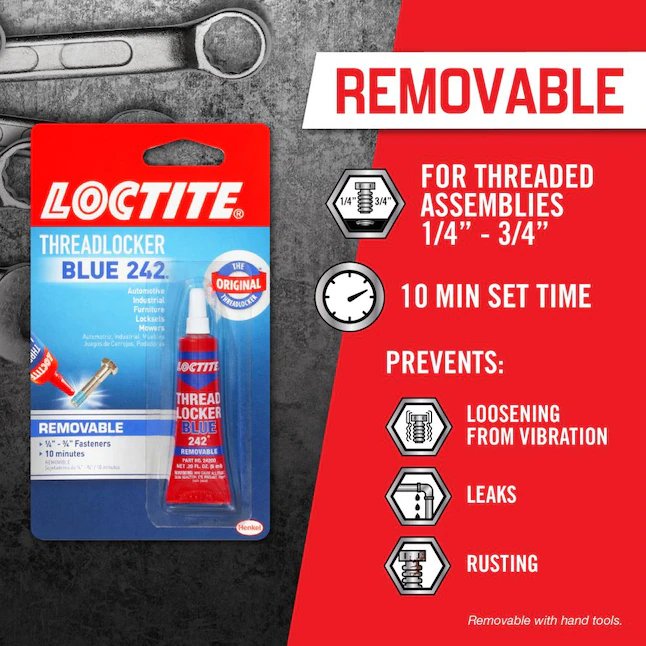 LOCTITE Threadlocker Blue 242 Adhesivo especial para equipos y automoción de 0,2 onzas líquidas
