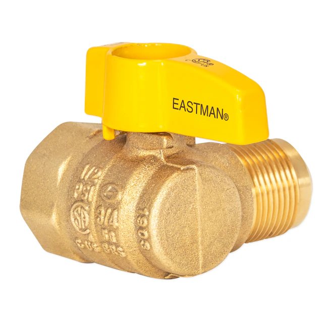 Eastman 3/4" FIB x 5/8" Flare Válvula de bola de gas de latón en ángulo