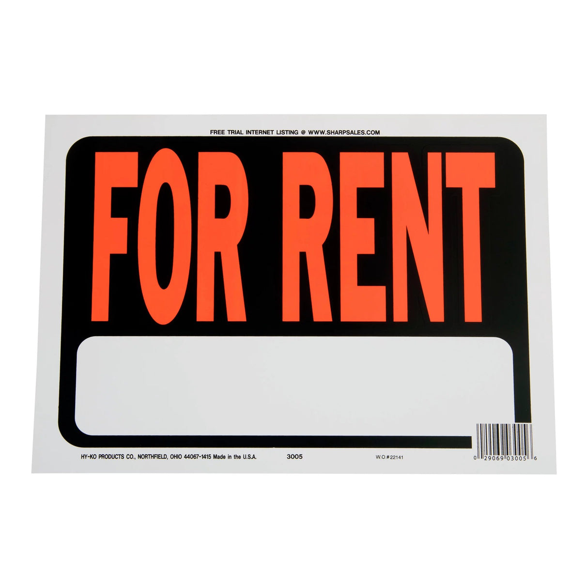 For Rent Sign (8.5” X 12”)