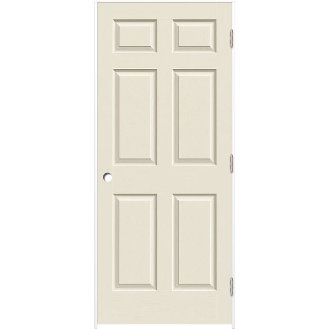 ReliaBilt 30-in x 80-in 6-panel Hollow Core Primed Molded Composite Left Hand Inswing Single Prehung Interior Door
