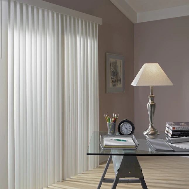 Project Source 3.5-in Cordless White Vinyl Room Darkening Vertical Blinds ( 104-in x 84-in)