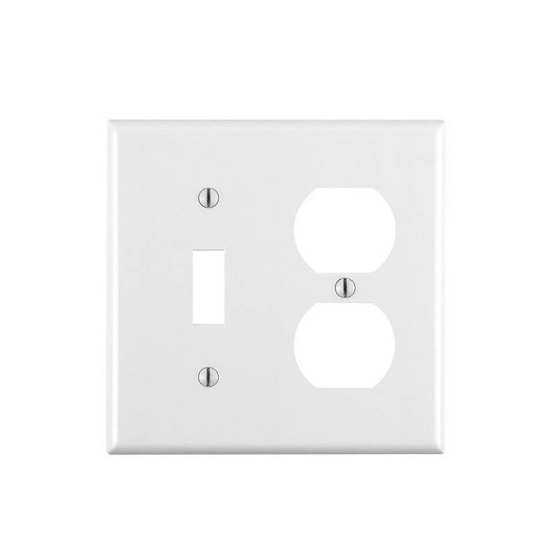 Placa de pared combinada de 1 palanca / 1 dúplex (blanca)