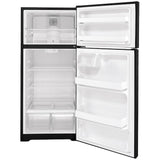 Refrigerador con estante de alambre GE de 16.6 pies cúbicos con congelador superior (negro)