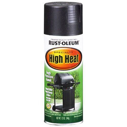 Rust-Oleum High Heat Flat Bar-B-Que Pintura en aerosol negra para interiores/exteriores, 12 onzas