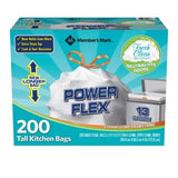 Member's Mark Power Flex Tall Kitchen Drawstring Trash Bags, Fresh Scent (13 gal., 200 ct.)
