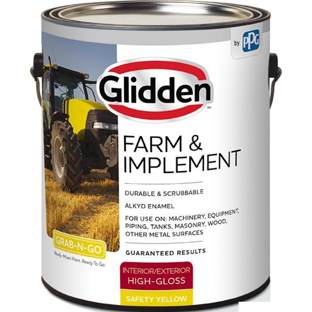 Glidden® Farm &amp; Implement Interior/Exterior Grab-N-Go® Esmalte alquídico (amarillo de seguridad, 1 cuarto)