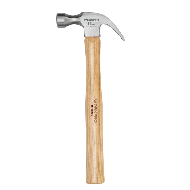 WORKPRO  16-oz Smooth Face Steel Head Wood Claw Hammer