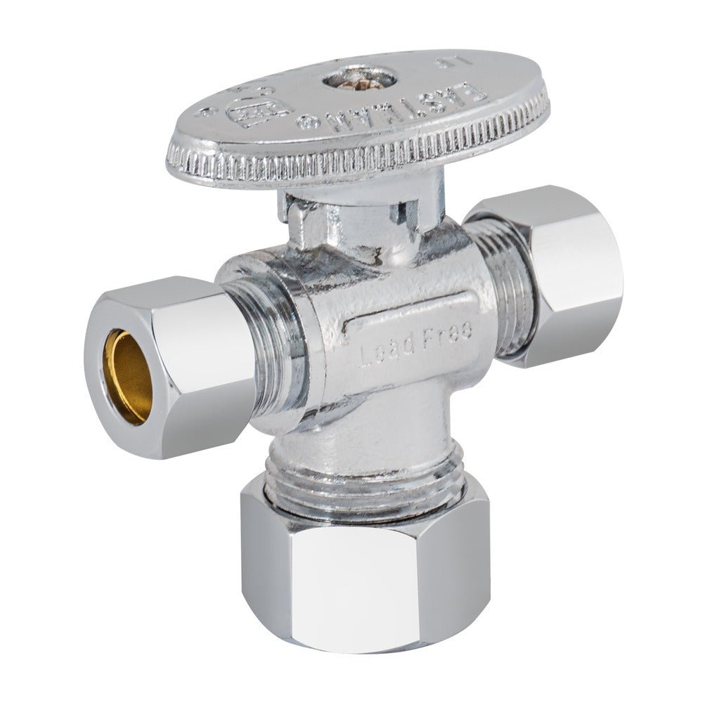 Eastman Dual Outlet Shut-Off Valve – 5/8 in. Comp x 3/8 in. Comp x 3/8 in. Comp Quarter-Turn