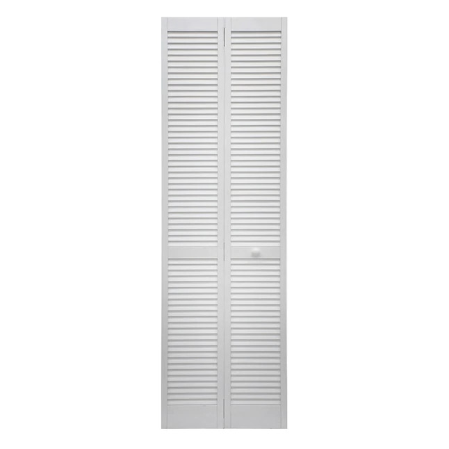 ReliaBilt 24-in x 80-in White Louver Solid Core Prefinished Pine Wood Bifold Door Hardware Included