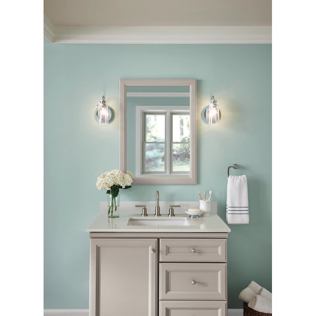 Espejo de tocador para baño con marco rectangular en gris nube Diamond de 25" de ancho x 34" de alto