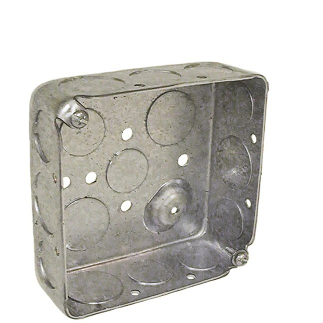 Caja eléctrica cuadrada estándar de techo/pared de 2 unidades de metal gris para obra nueva/obra antigua