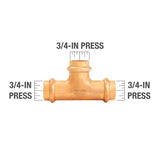 3/4 in. x 3/4 in. x 3/4 in. Copper Press x Press x Press Pressure Tee