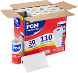 POM Toallas de papel de 2 capas envueltas individualmente (110 hojas/rollo, 30 rollos)