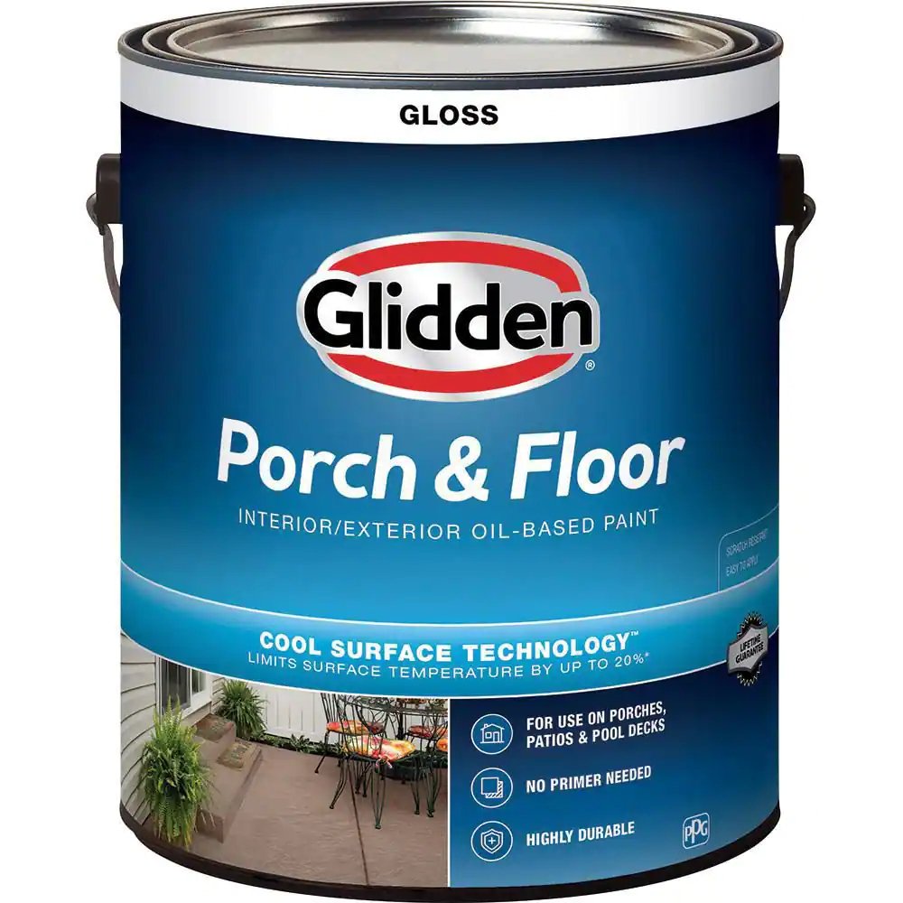 Pintura de poliuretano para pisos y porches para interiores/exteriores Glidden (blanco, 1 galón)