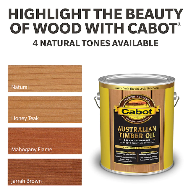 Cabot Australian Timber Oil Australian Timber Oil Pre-tinted Honey Teak Tinte y sellador de madera exterior transparente (1 galón)