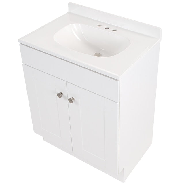 Project Source  24" White Single Sink Bathroom vanity with Cultured Marble Top