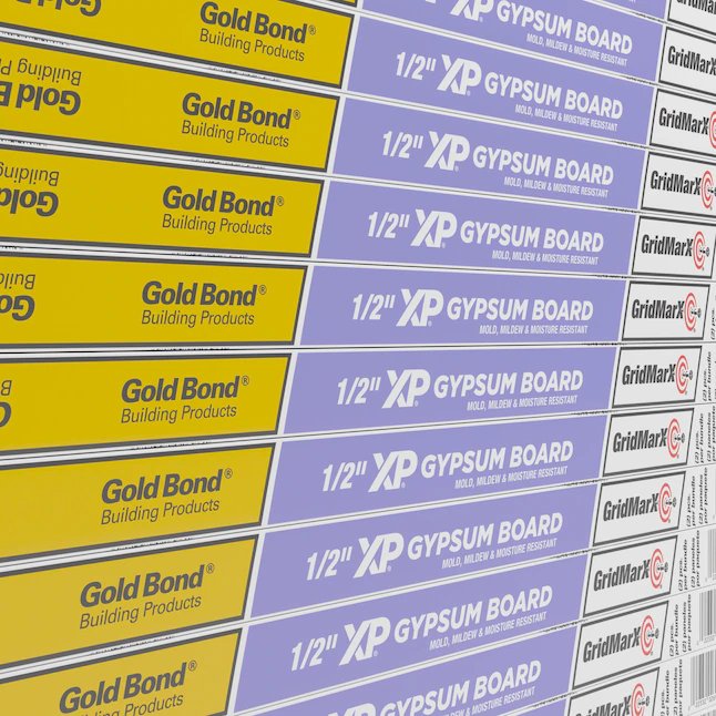 Gold Bond Panel de paneles de yeso regular resistente a la humedad y resistente al moho PURPLE XP de 1/2 pulg. x 4 pies x 8 pies 