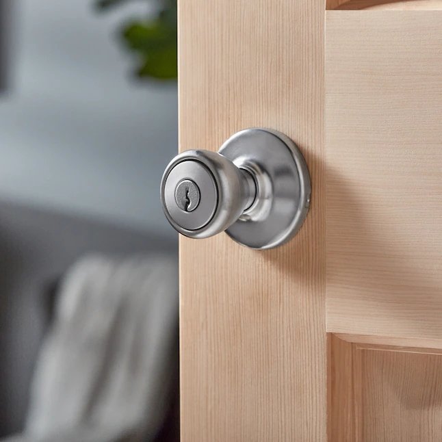 Paquete de 2 pomos de puerta de entrada con cerradura y llaves, cerraduras  de puerta exterior/interior con destornillador para dormitorio o baño