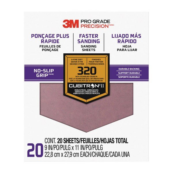 3M 9" x 11" (grano 320) hojas de lija más rápidas de precisión de grado profesional (paquete de 20)
