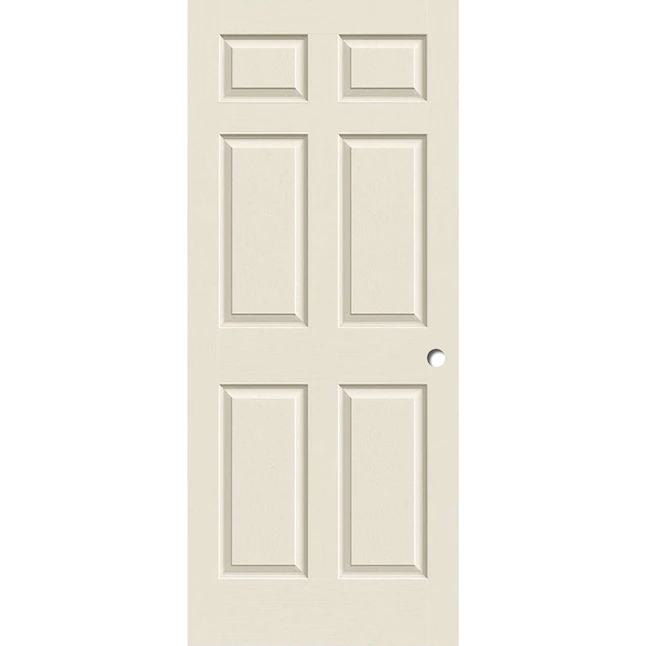 RELIABILT 30-in x 80-in Primed 6-panel Textured Hollow core Primed Molded composite Slab Door with Lockset Bore