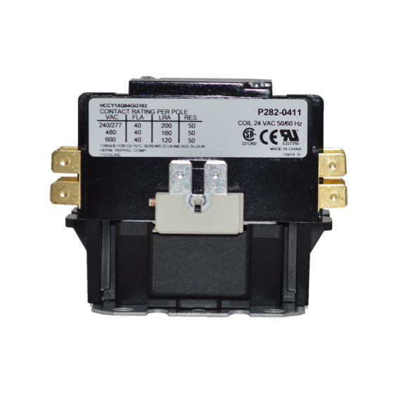 Totaline® Contactor 1 Pole, 208/240Vac Coil, 40FLA, 50RA, Lug Terminal ...