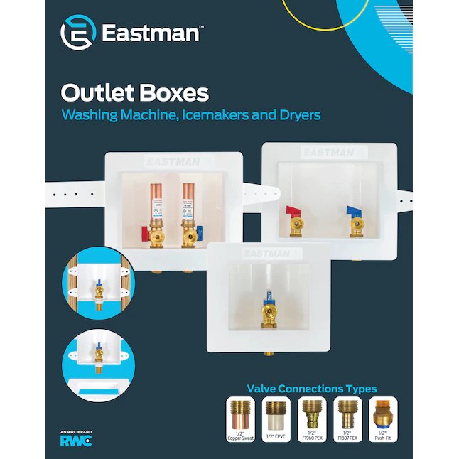 Eastman 1/2 Zoll PEX-Mittelablauf-Waschmaschinen-Auslasskasten
