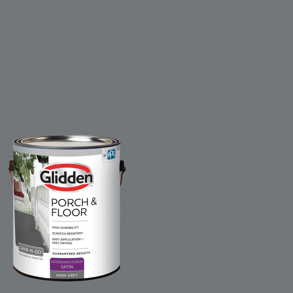 Glidden 3032F Porch & Floor Interior/Exterior Satin Paint (Dark Gray, 1-Gallon)