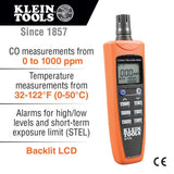 Probador de monóxido de carbono Klein Tools ET110