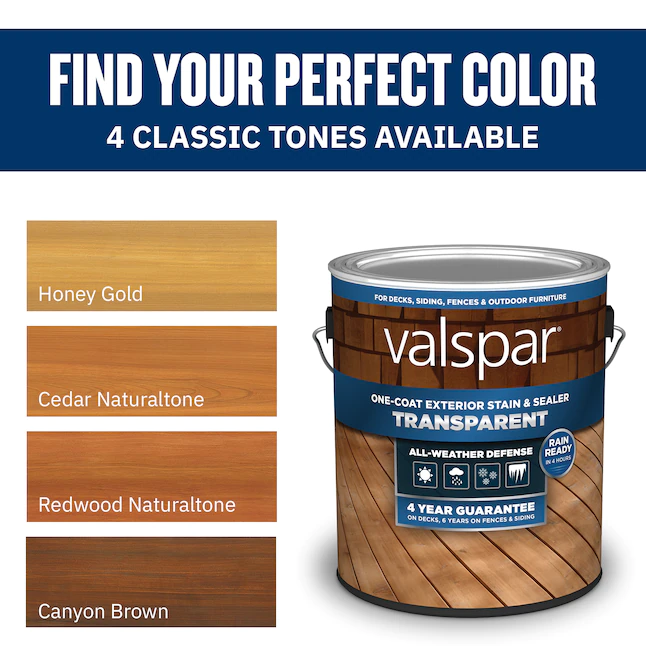 Valspar® Pre-tinted Redwood Naturaltone Tinte y sellador para madera exterior transparente (1 galón)
